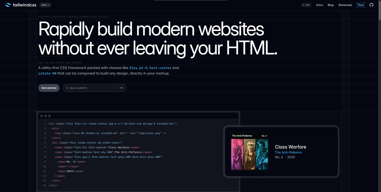 Tailwind CSS website used for high-fidelity HTML prototype styling