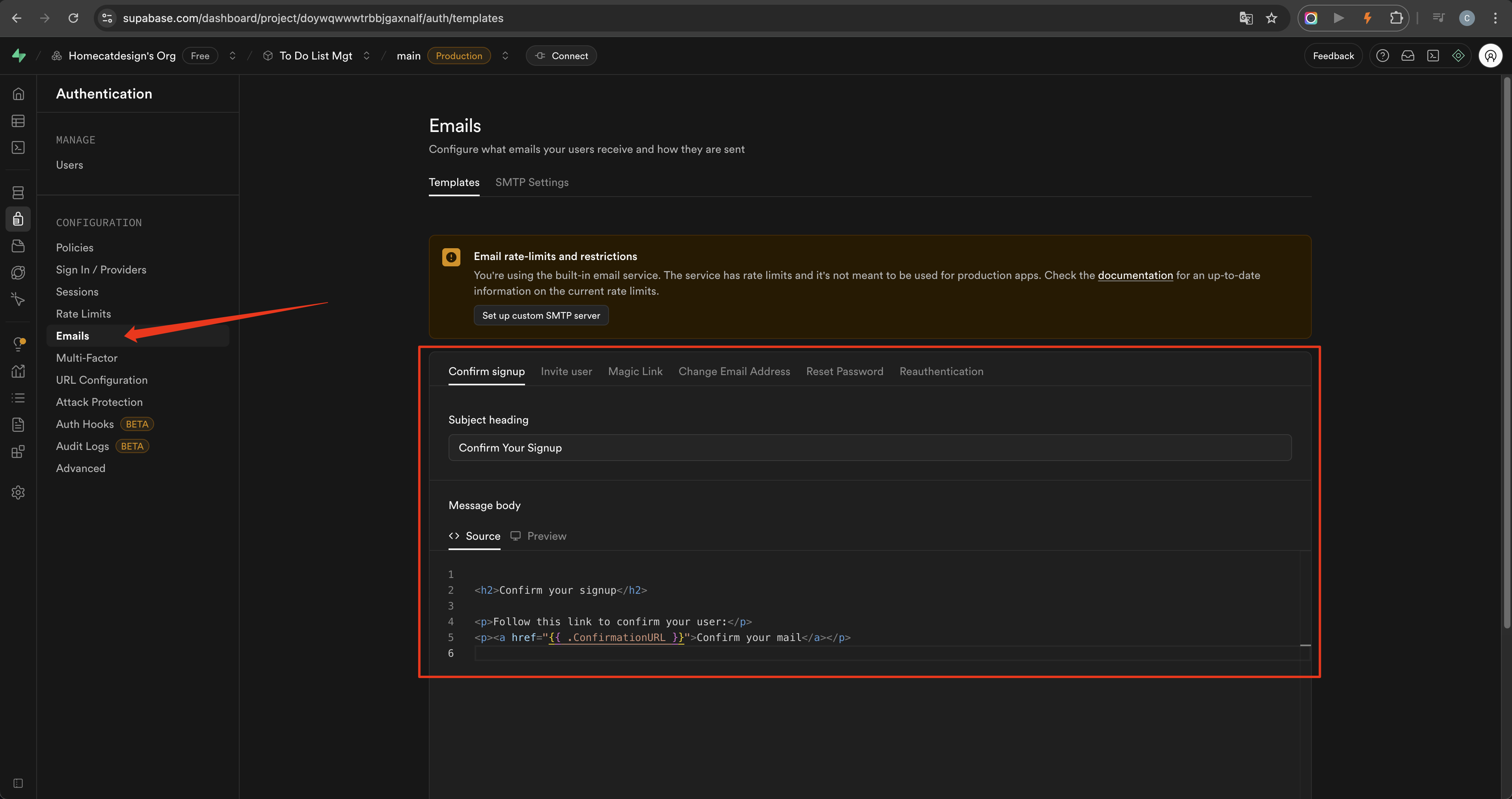 Initial to-do app page generated by Claude Code before Supabase setup