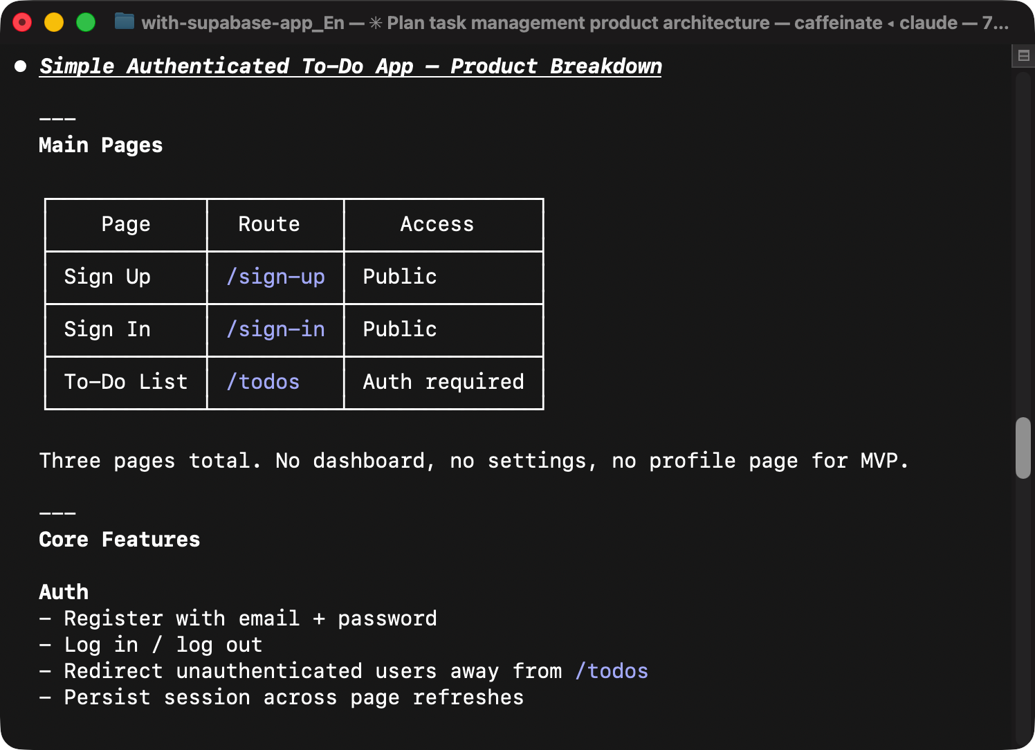 Supabase authentication page enabling email login for the to-do app