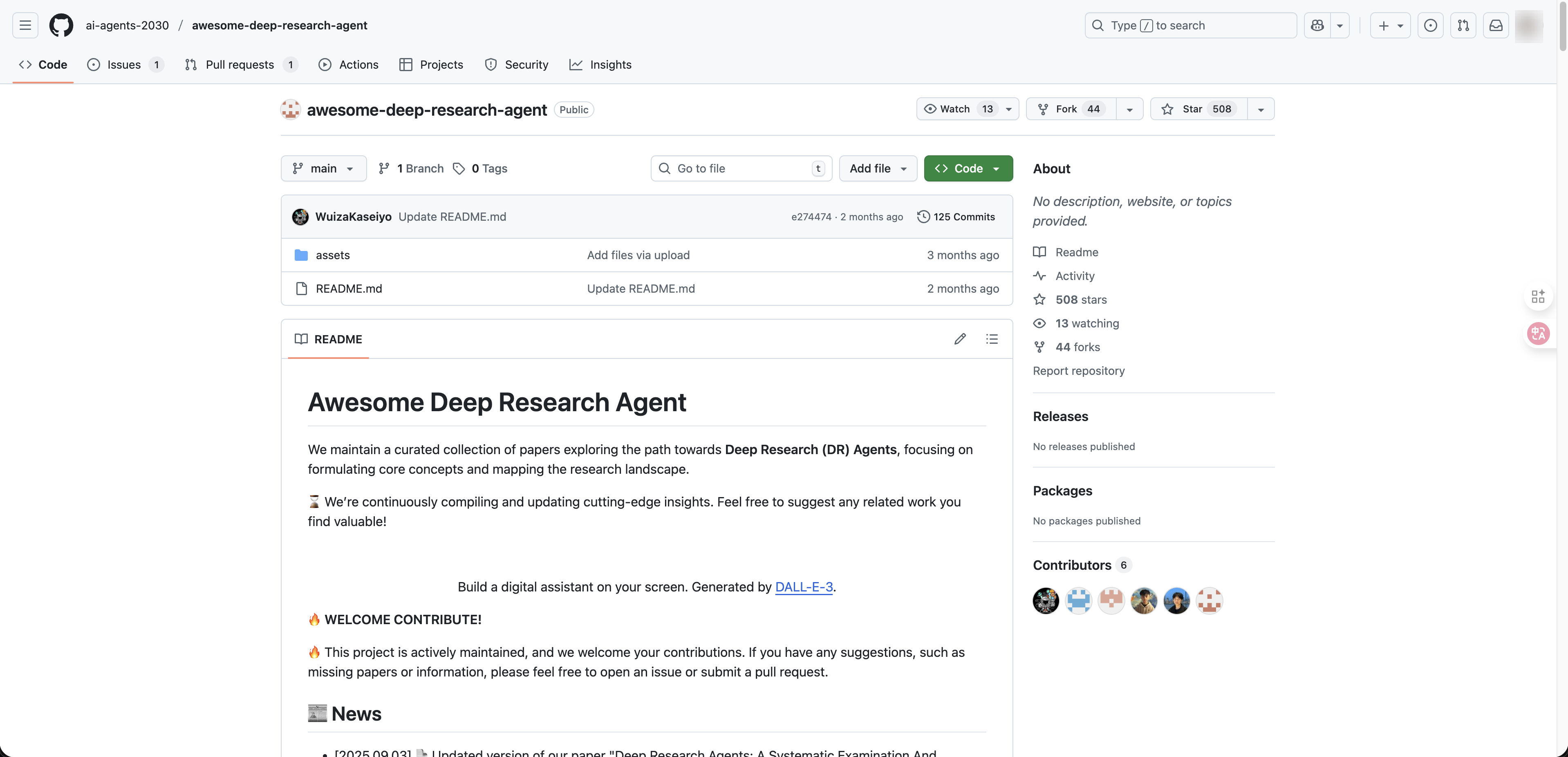 GitHub Awesome Deep Research Agent page used for framework analysis