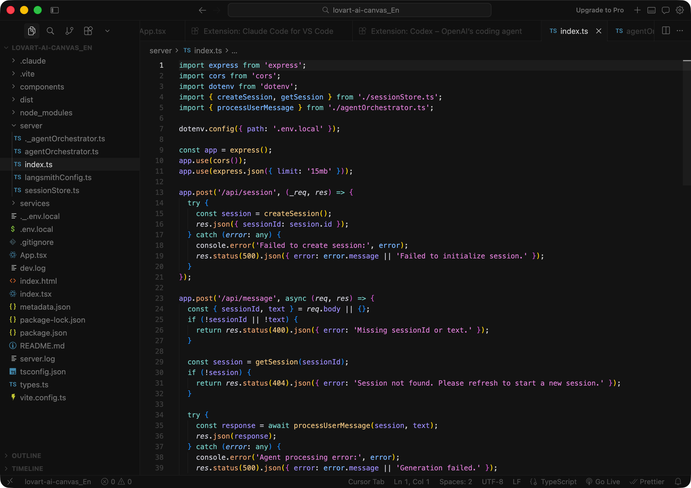 Cursor code editor implementing the local Lovart design agent UI