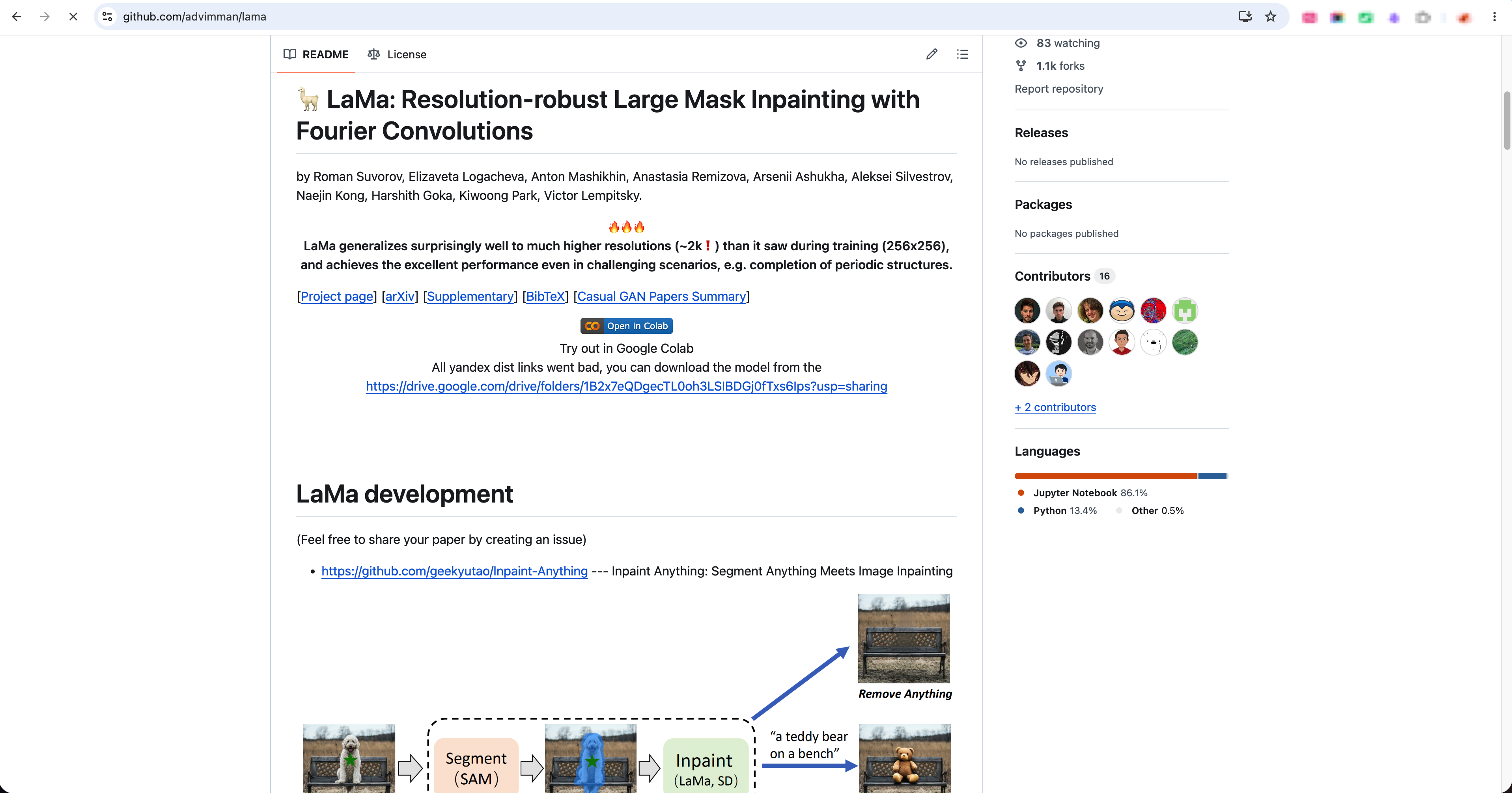 LaMa Github repository for removing text from generated presentation images