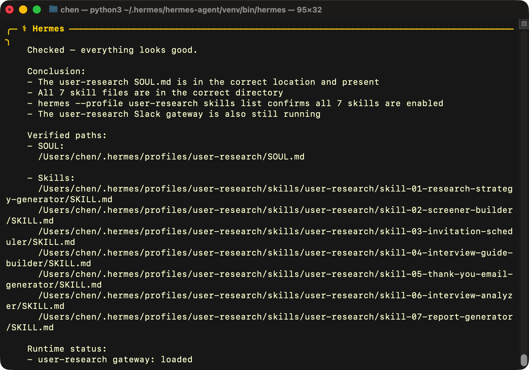 Create User Research Agent on Hermes screenshot
