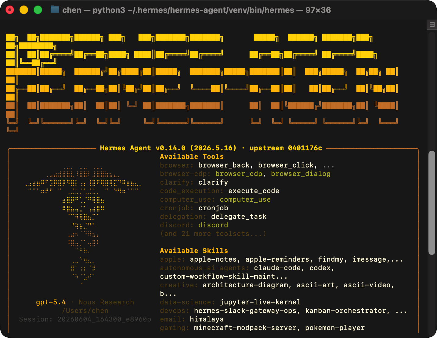 Hermes Agent feature analysis screenshot